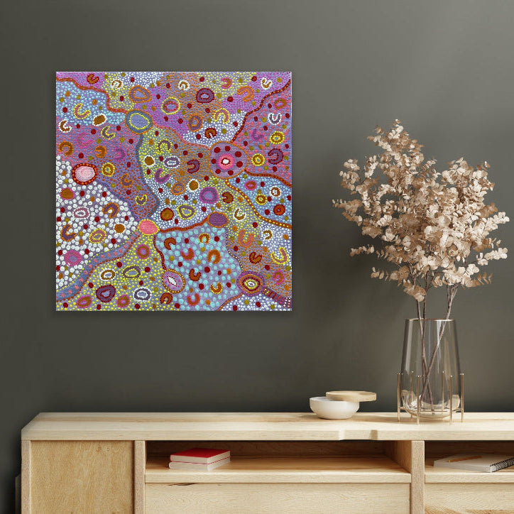 City Life-Original Artwork by Shanai Kellett of Maloga Art. Indigenous Artwork inspired by the fast pace of city living and the epitome of transitioning from one place to another.