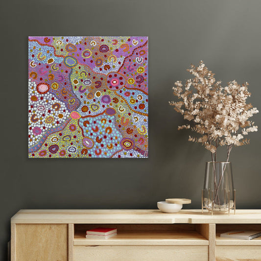 City Life-Original Artwork by Shanai Kellett of Maloga Art. Indigenous Artwork inspired by the fast pace of city living and the epitome of transitioning from one place to another.