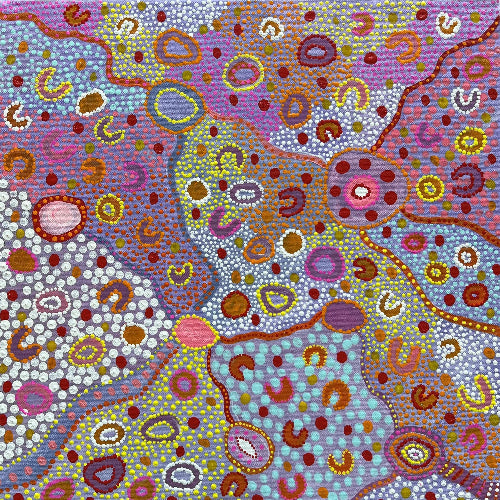 City Life-Artwork-by Shanai Kellett of Maloga Art. Indigenous artwork inspired by the fast pace of city living and the epitome of transitioning from one place to another.