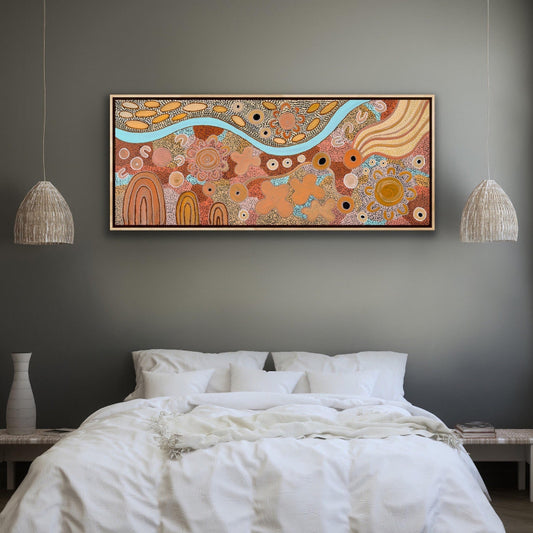 Coral Coast Autumn-Original Artwork-by Shanai Kellett of Maloga Art. Indigenous artwork that depicts the pure goodness that autumn has to offer through the changing colours in the environment throughout Boon Wurrung / Bunurong Country.