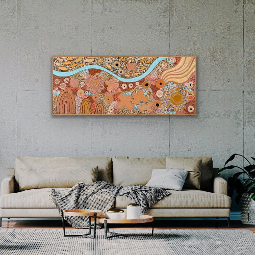 Coral Coast Autumn-Prints-by Shanai Kellett of Maloga Art. Indigenous artwork that depicts the pure goodness that autumn has to offer through the changing colours in the environment throughout Boon Wurrung / Bunurong Country.