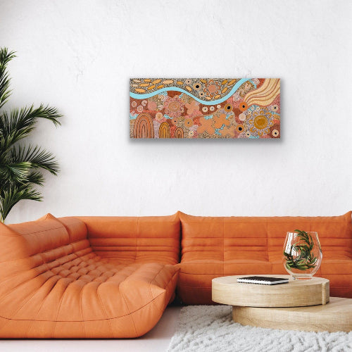 Coral Coast Autumn-Prints-by Shanai Kellett of Maloga Art. Indigenous artwork that depicts the pure goodness that autumn has to offer through the changing colours in the environment throughout Boon Wurrung / Bunurong Country.